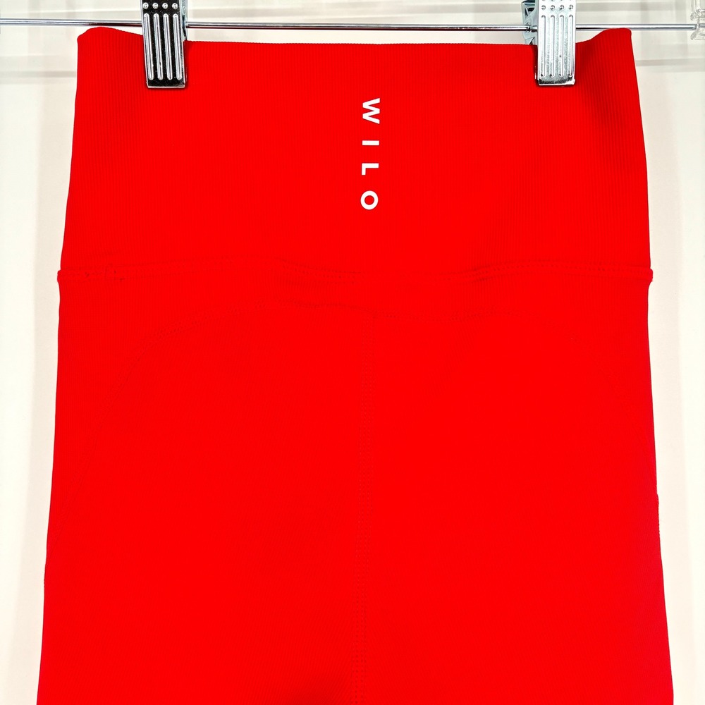 Wilo The‎ Label Red Ribbed Mid Rise Ruched Ankle Pull On Stretch Leggings XS - Picture 8 of 12
